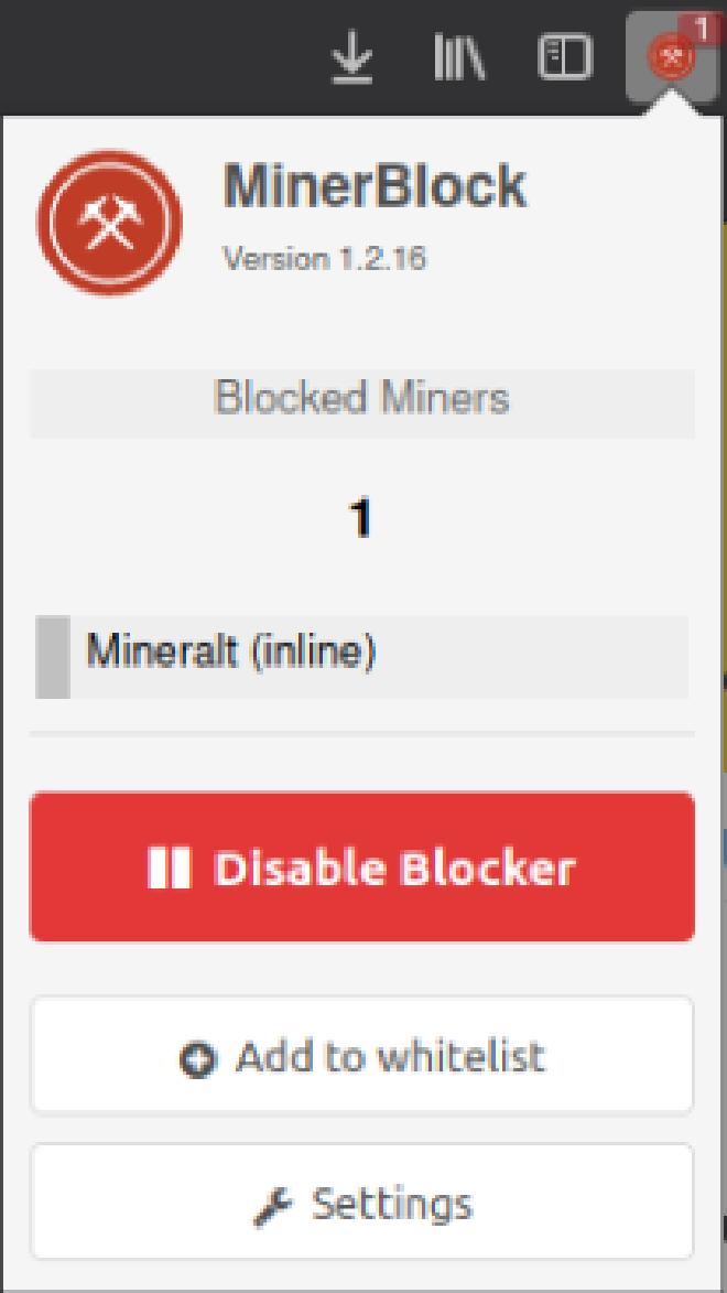L’extension minerBlock bloque un crypto-jacker